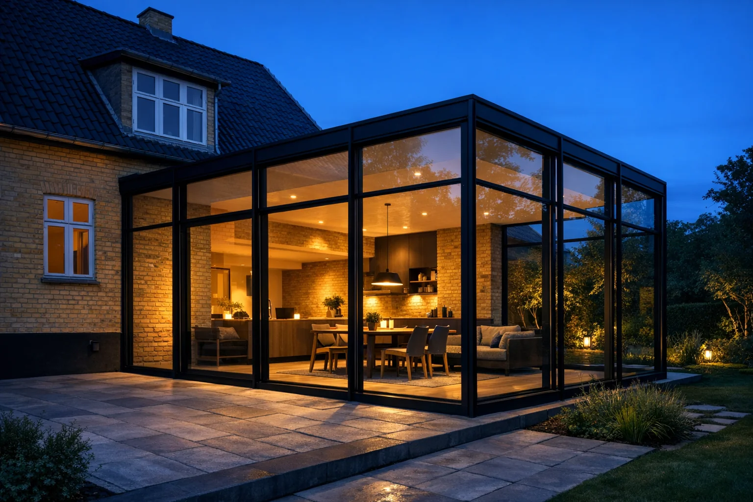 Tilbygning i Stål & Glas